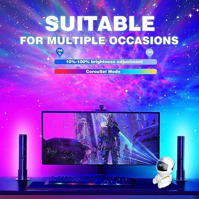 Astronaut Star Projector Night Light – 360° Rotating Galaxy LED + Remote & Timer | Kids, Bedroom, Game Room Decor