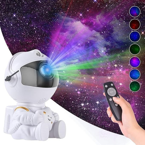 Astronaut Star Projector Night Light – 360° Rotating Galaxy LED + Remote & Timer | Kids, Bedroom, Game Room Decor