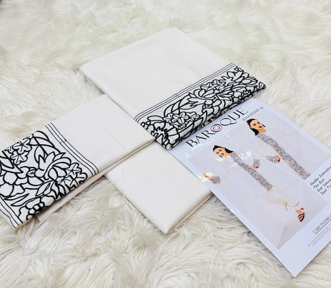 “Baroque Khaddar 2 Piece Embroidered Suit for Women – Fancy Winter Collection with Heavy Embroidery Shirt & Dyed Trouser |A perfect blend of luxury and comfort for Pakistani women.”