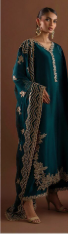 “Heer’s Designer Shamooz Silk 3 Piece Suit – Luxury Embroidered Dress with Adda Work, Organza Dupatta & Silk Trouser | Formal Collection Pakistan”